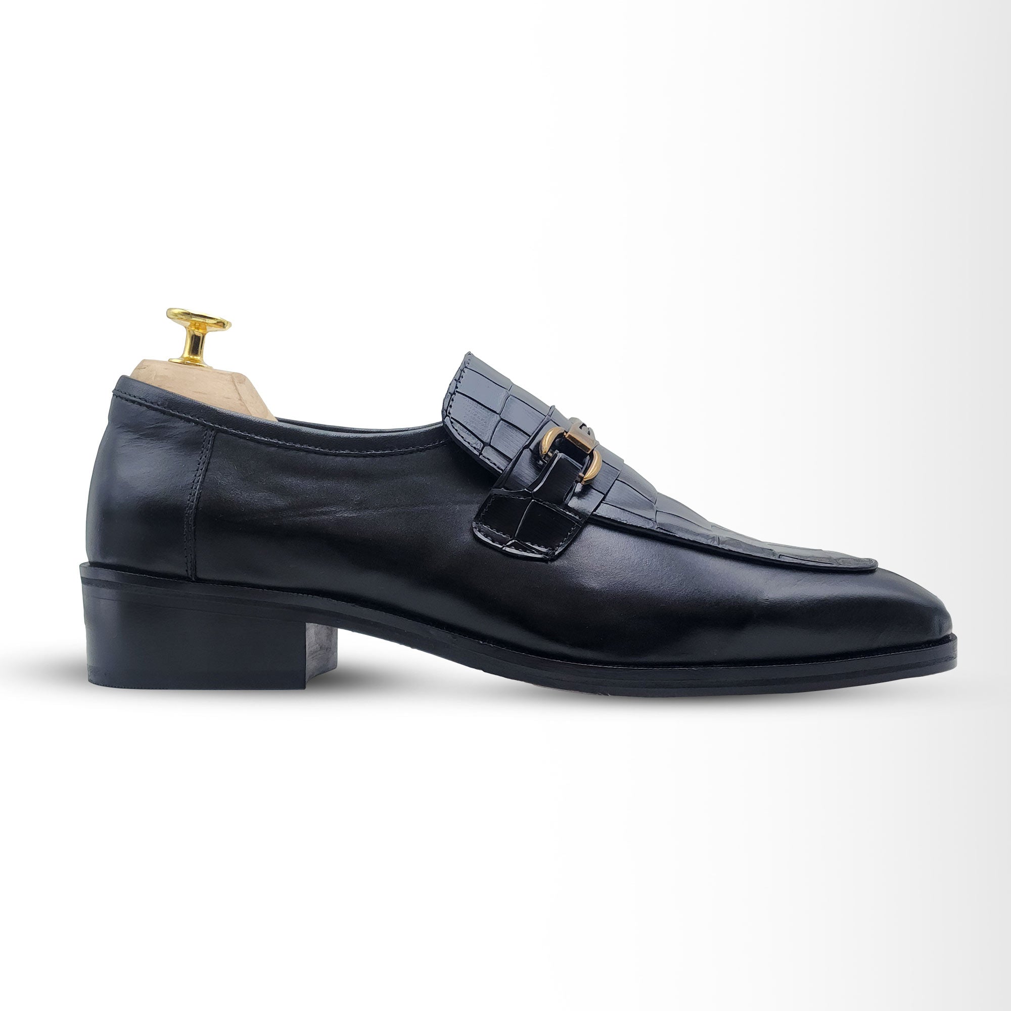 Piel Cuero Handmade Black Crocodile Loafers | Genuine Leather Shoes for Men