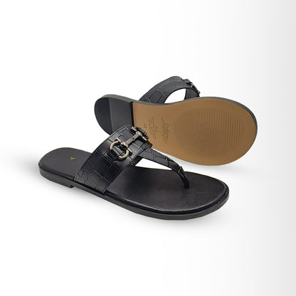 Piel Cuero Men's Handcrafted Black Leather Slippers