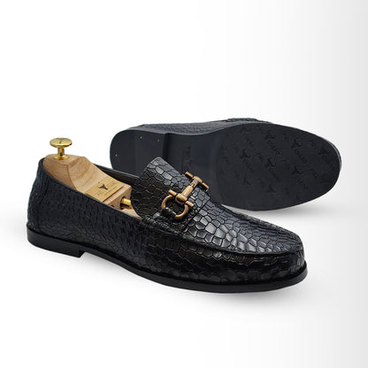 Handmade Black Genuine Leather Loafer Shoes for Men by Piel Cuero | Made in India