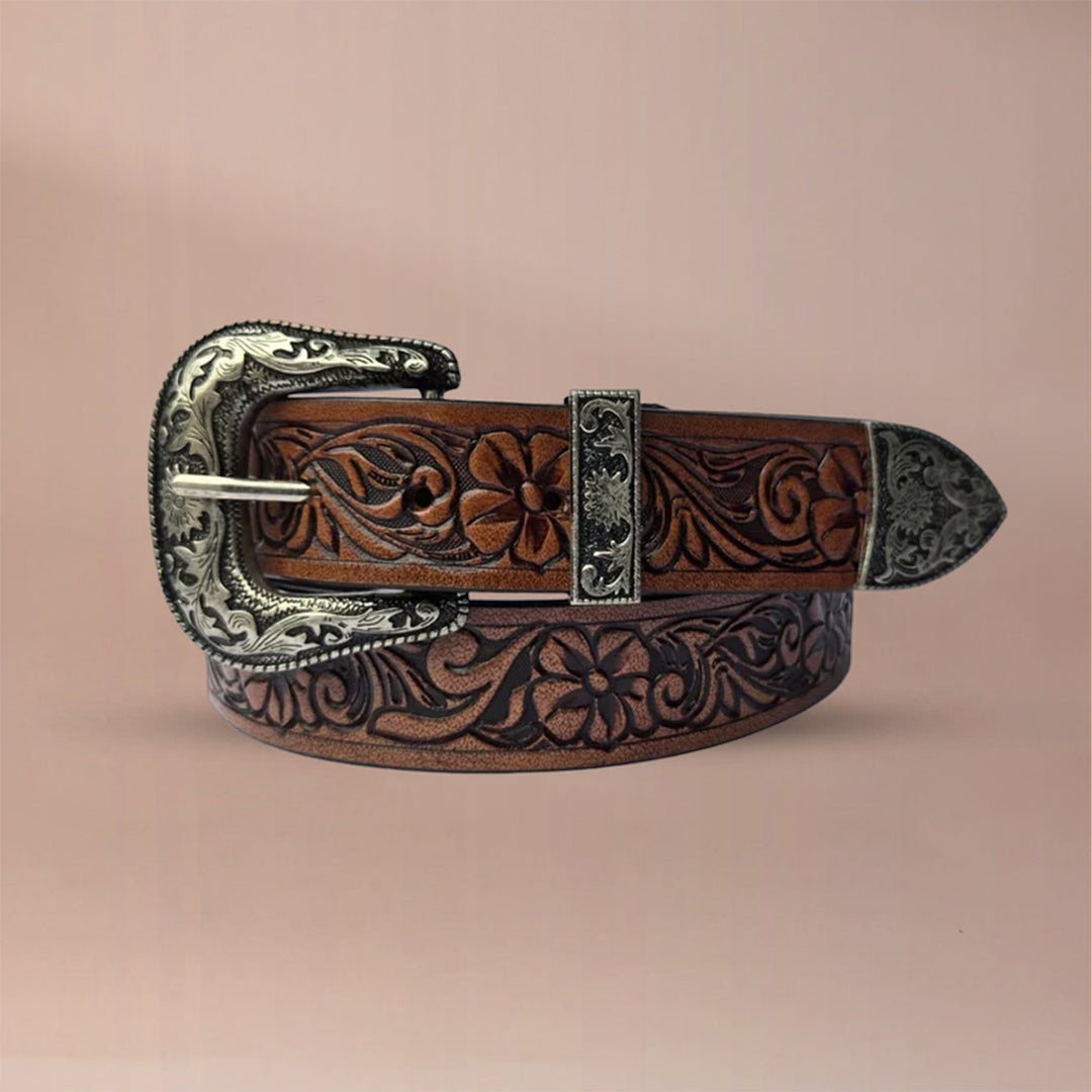 Piel Cuero Western Belts | Handcrafted Tooled Leather Cowboy Belts Brown