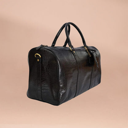 Luxury Croc-Embossed Pure Leather Duffle Bag