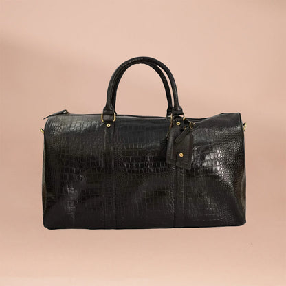 Luxury Croc-Embossed Pure Leather Duffle Bag