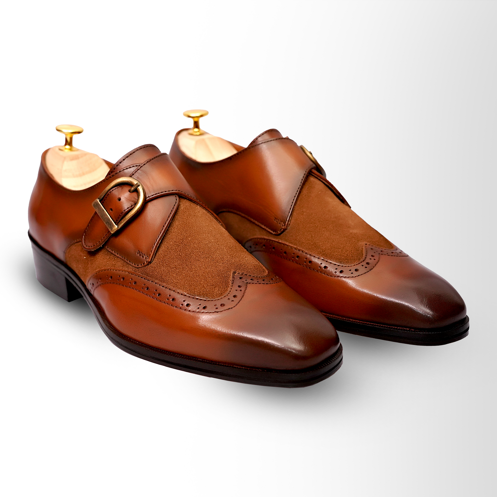Elegant Brown Monk Strap Dress Shoes for Men - Ideal for Business & Ev Piel Cuero Elegant Brown Monk Strap Dress Shoes for Men - Ideal for Business & Ev Piel Cuero