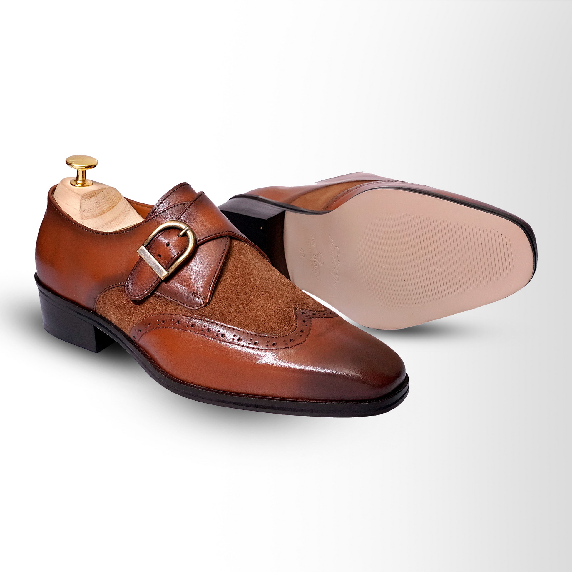 Elegant Brown Monk Strap Dress Shoes for Men - Ideal for Business & Ev Piel Cuero Elegant Brown Monk Strap Dress Shoes for Men - Ideal for Business & Ev Piel Cuero