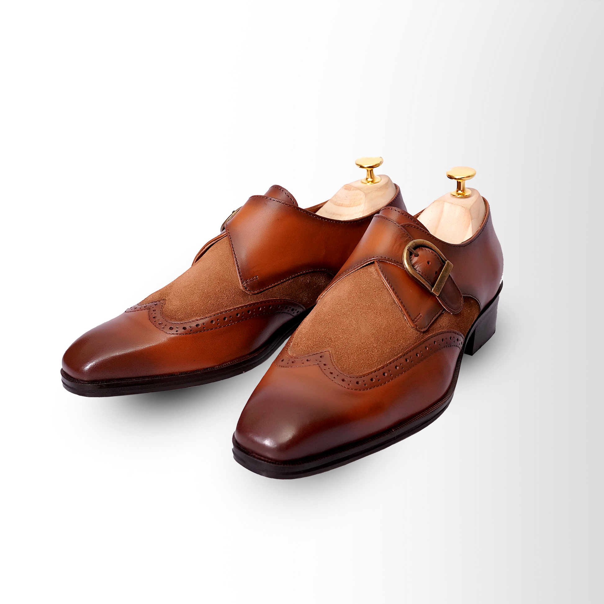 Elegant Brown Monk Strap Dress Shoes for Men - Ideal for Business & Ev Piel Cuero Elegant Brown Monk Strap Dress Shoes for Men - Ideal for Business & Ev Piel Cuero