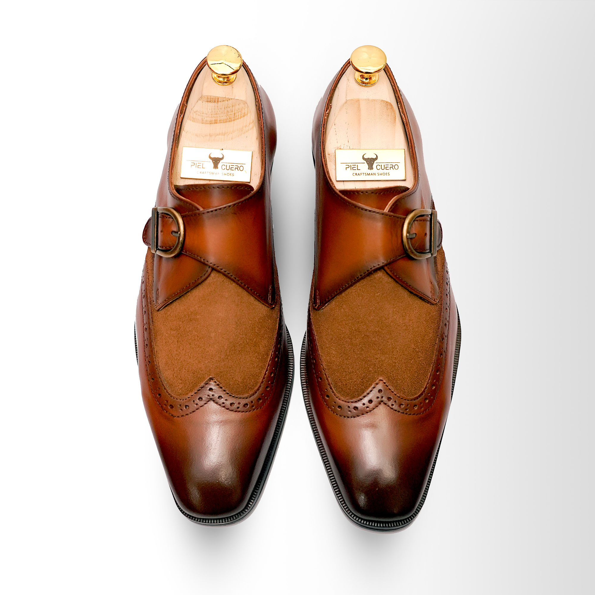 Elegant Brown Monk Strap Dress Shoes for Men