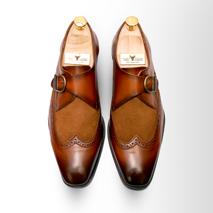 Elegant Brown Monk Strap Dress Shoes for Men