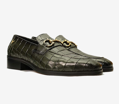 Elegant Green leather loafers