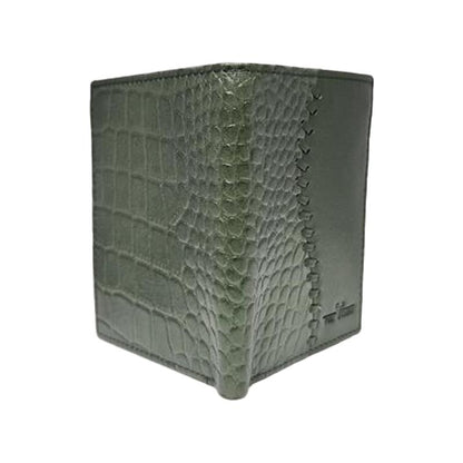 Piel Cuero Green Croc-Embossed Genuine Leather Wallet for Men | Bifold with ID Window