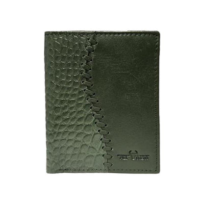 Piel Cuero Green Croc-Embossed Genuine Leather Wallet for Men | Bifold with ID Window
