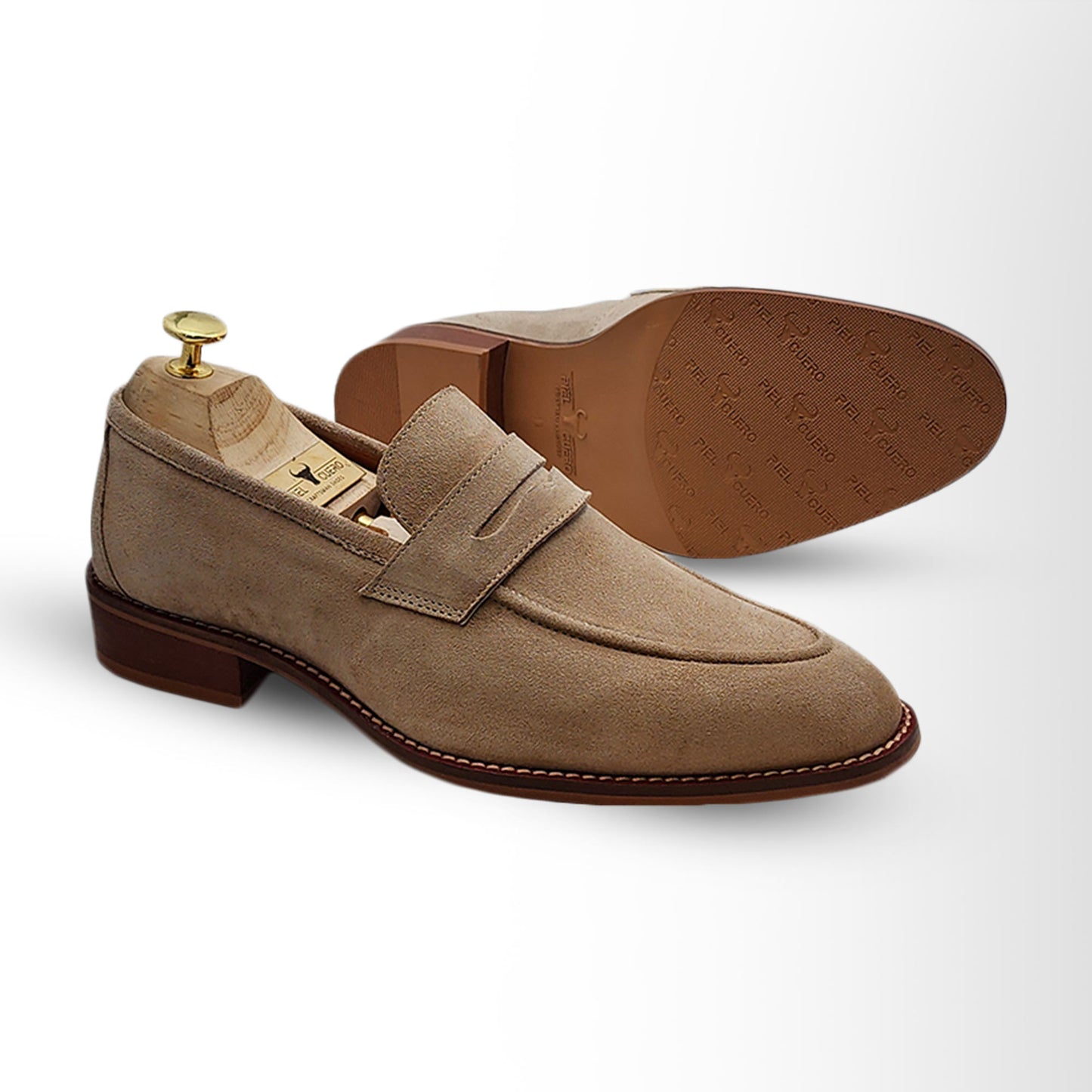 Handmade Genuine Leather Light Brown Loafer Shoes for Men | Piel Cuero