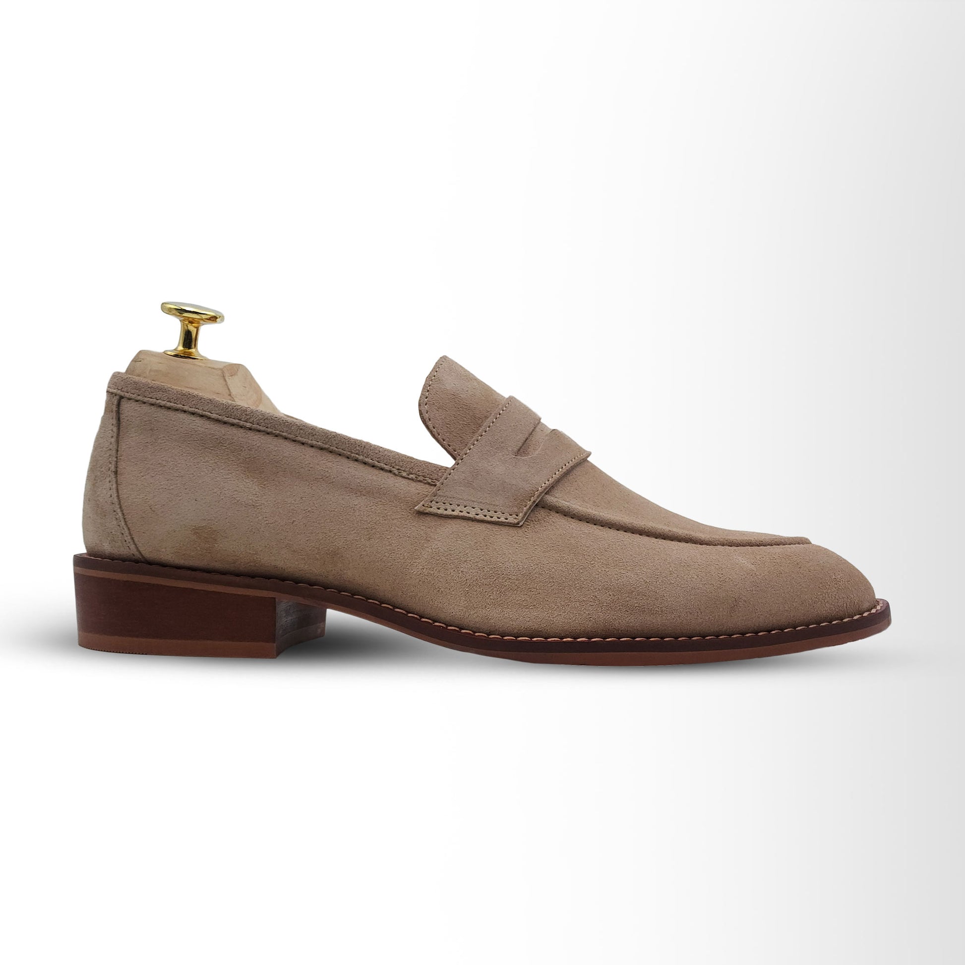 Handmade Genuine Leather Light Brown Loafer Shoes for Men Piel Cuero