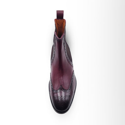 Burgundy Brogue Chelsea Boots | Red Sole Leather