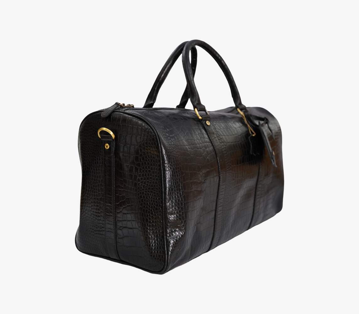 Handmade leather travel duffle bag
