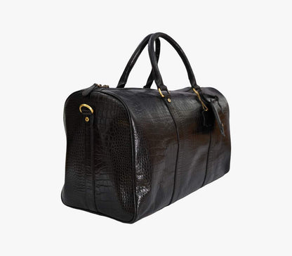 Handmade leather travel duffle bag