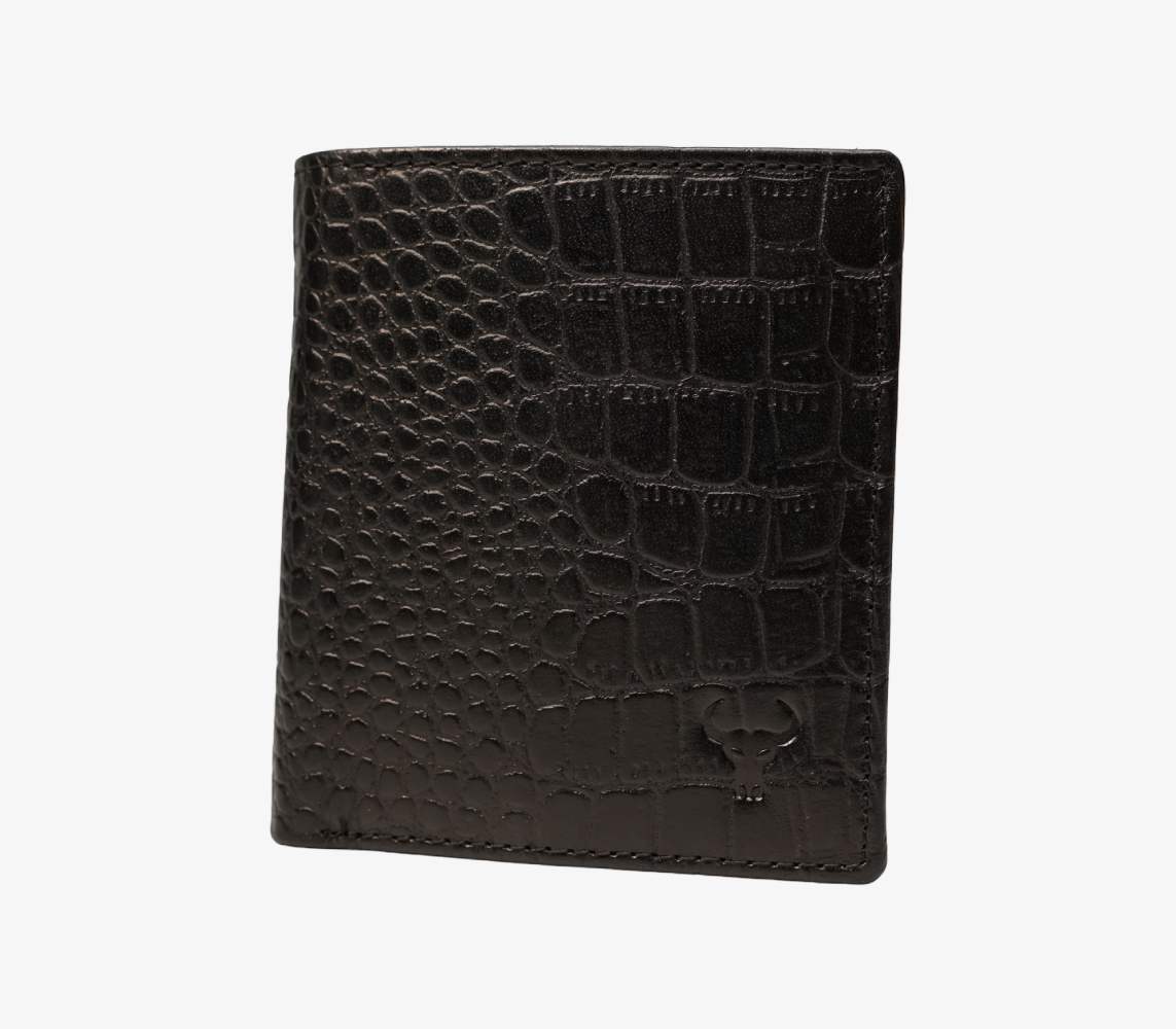Luxury black leather bifold wallet for men