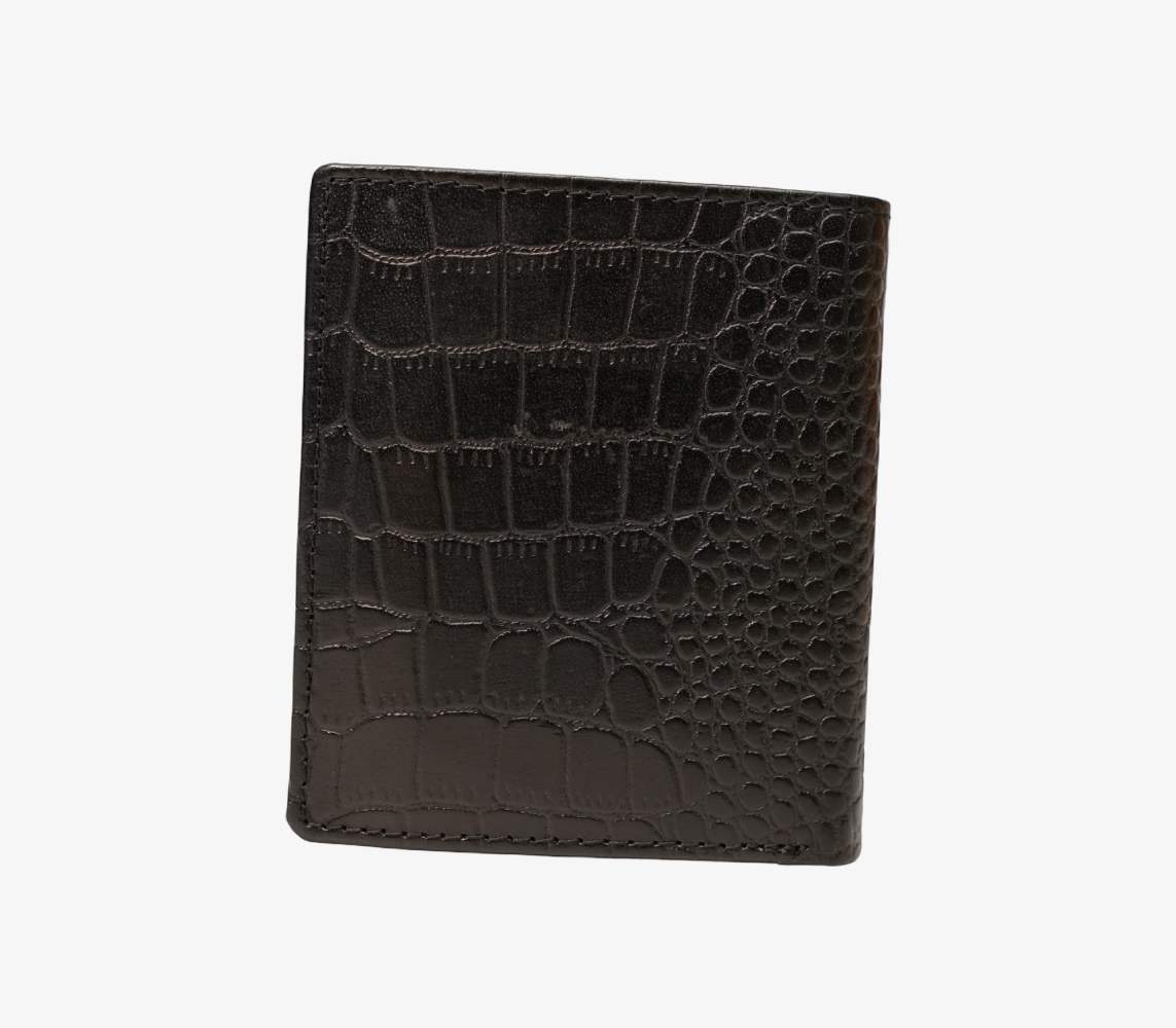 Elegant Black Croc-Embossed Pure Leather Wallet for Men