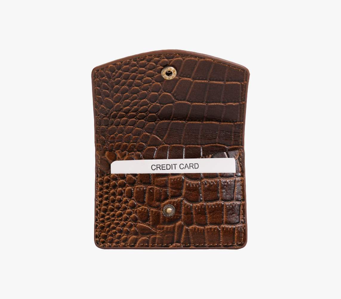 Handcrafted leather business card holder