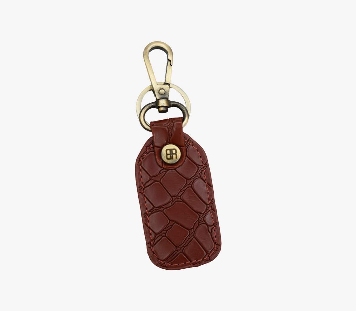 Durable leather keychain with key ring