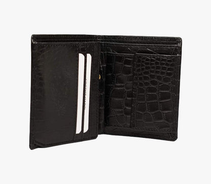 Elegant Black Croc-Embossed Pure Leather Wallet for Men