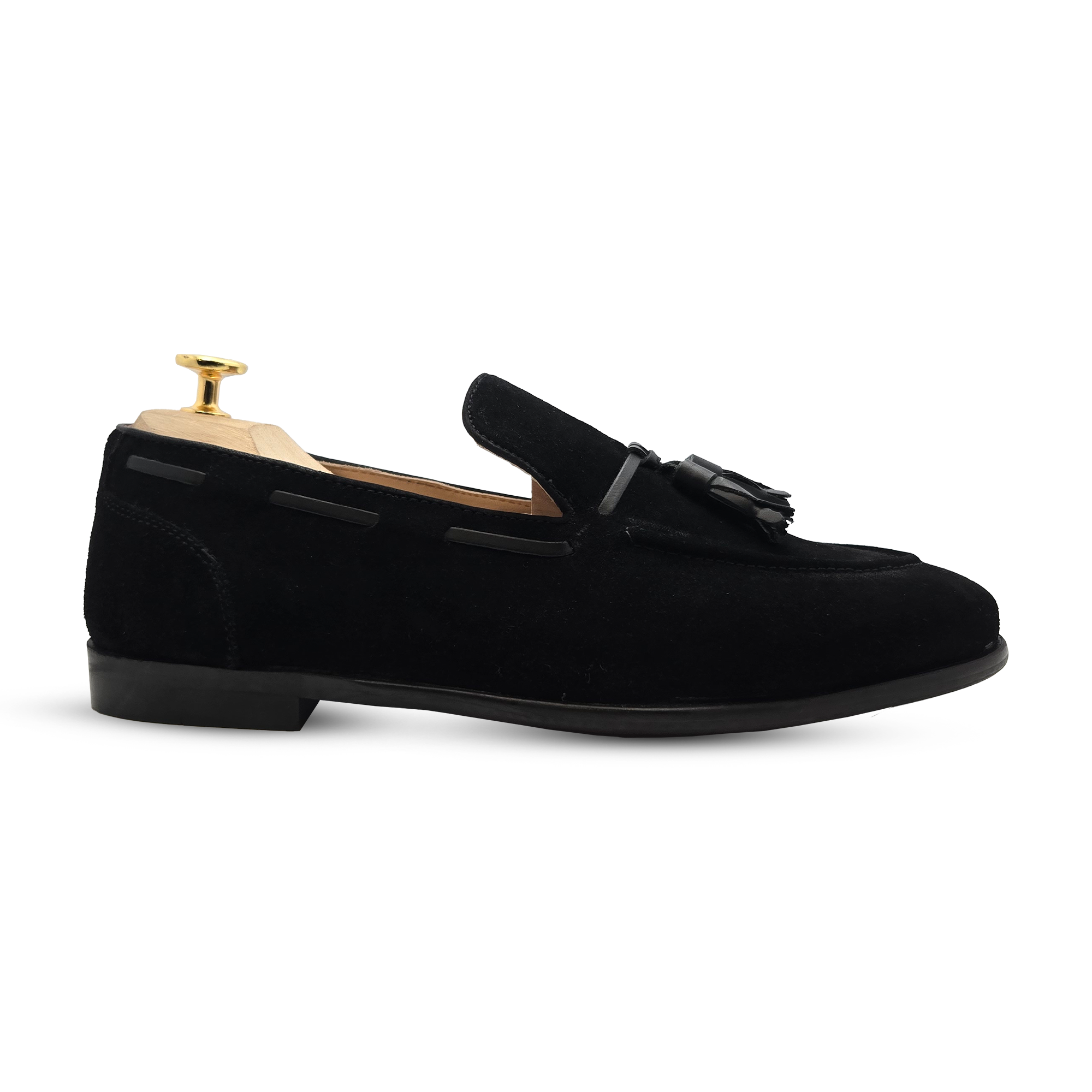 Black Suede Tassel Loafers - Piel Cuero Men's Leather Shoes